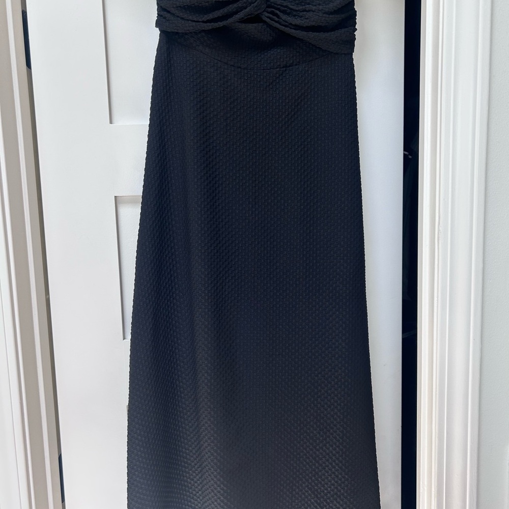 SHEIN Black Strapless Midi Dress